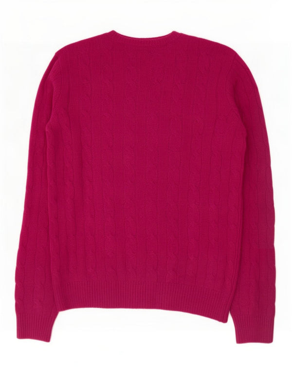 Polo Ralph Lauren Dame V-hals sweater UK 10 Small Pink Merino Wool