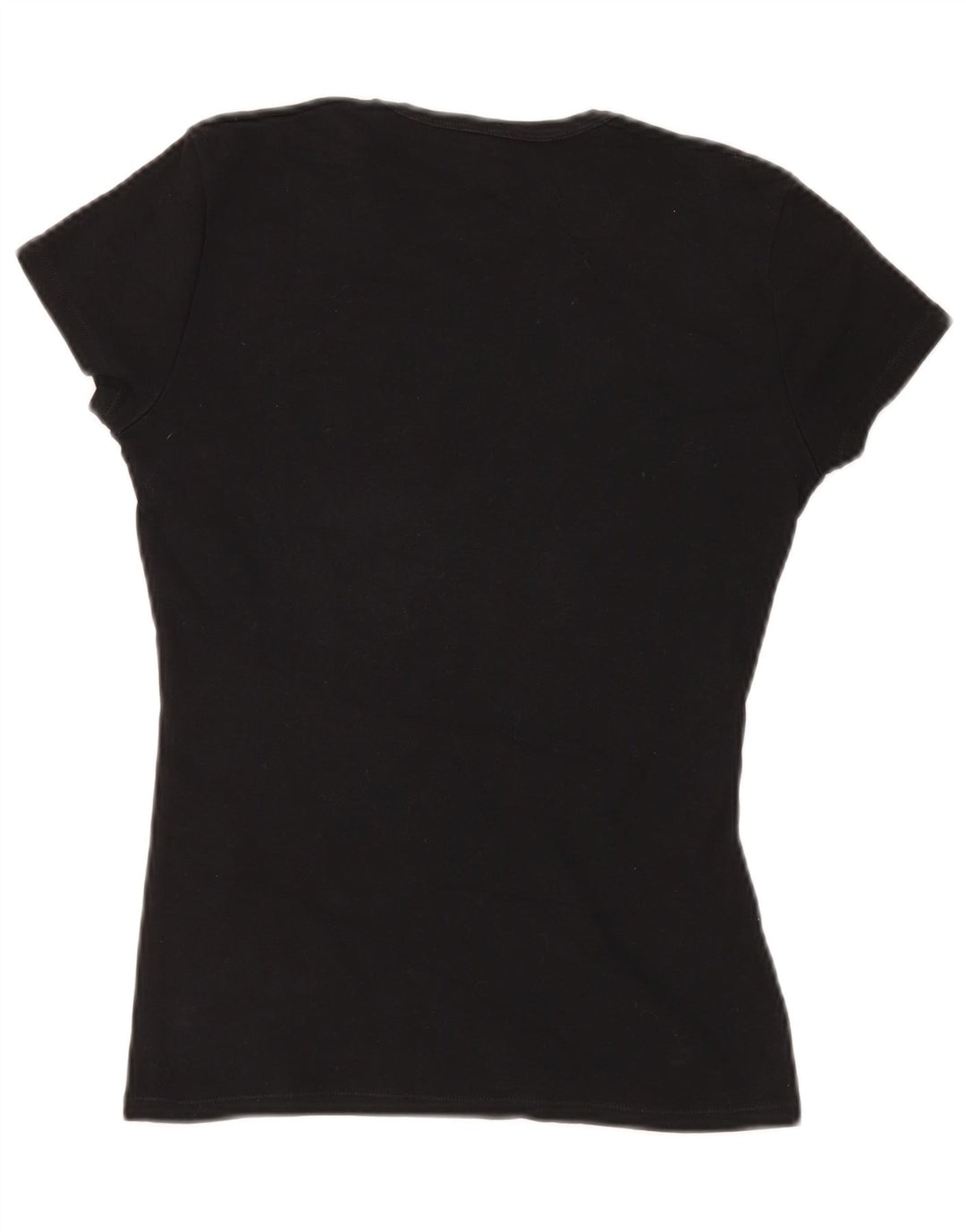 BENETTON Dame Grafisk T-Shirt Top UK 8 Lille Sort