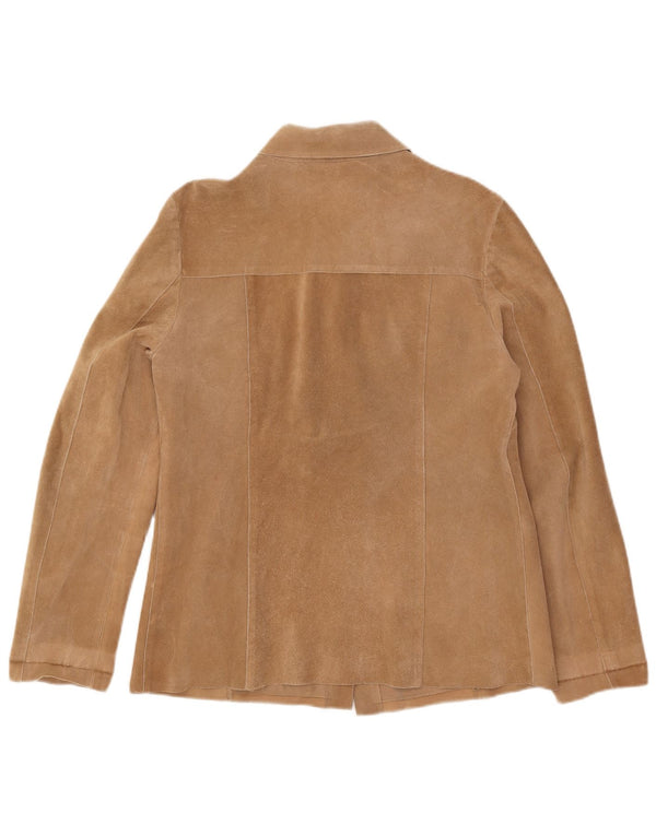 Vintage Dame Overshirt Ruskindsskjorte UK 18 XL Beige Læder