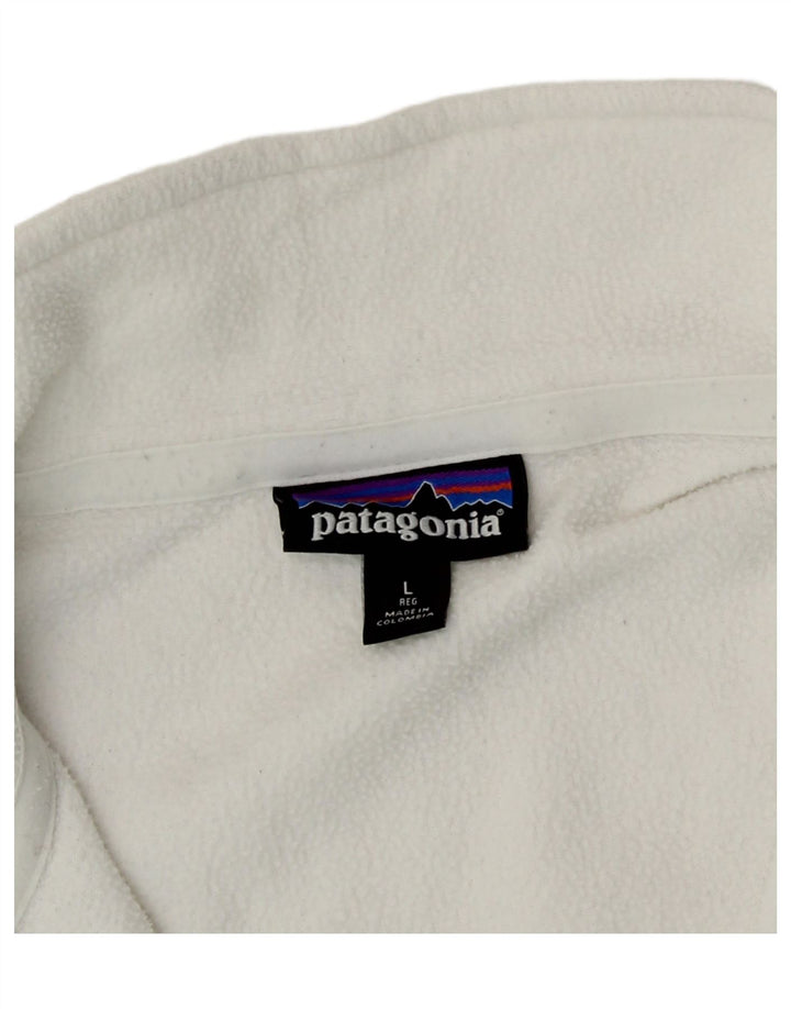 Patagonia Dame lynlås hals Fleece Jumper UK 16 Stor hvid polyester