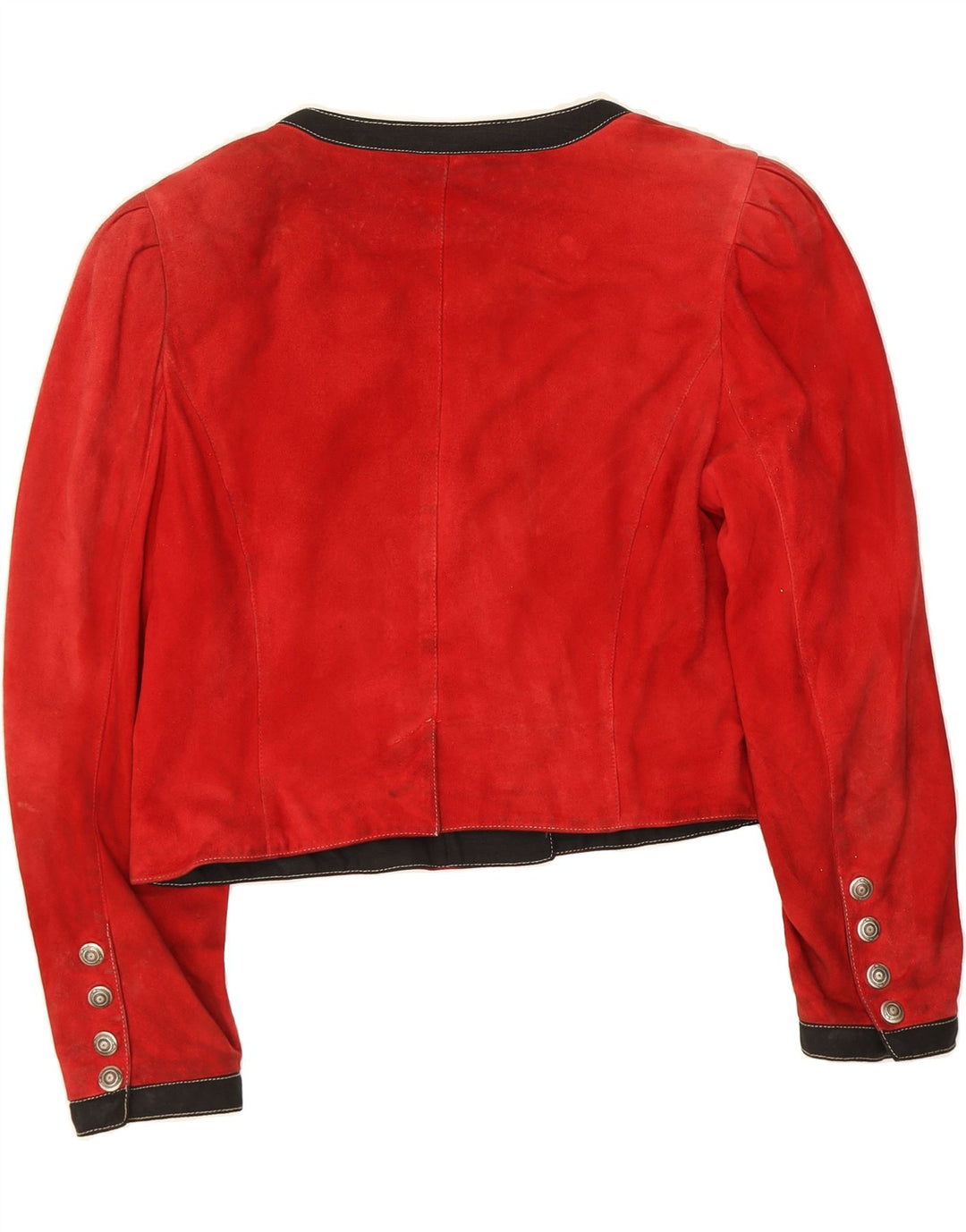 HELENE STRABER Womens Crop Suede Jacket IT 42 Medium Red Suede Vintage Helene Straber and Second-Hand Helene Straber from Messina Hembry 