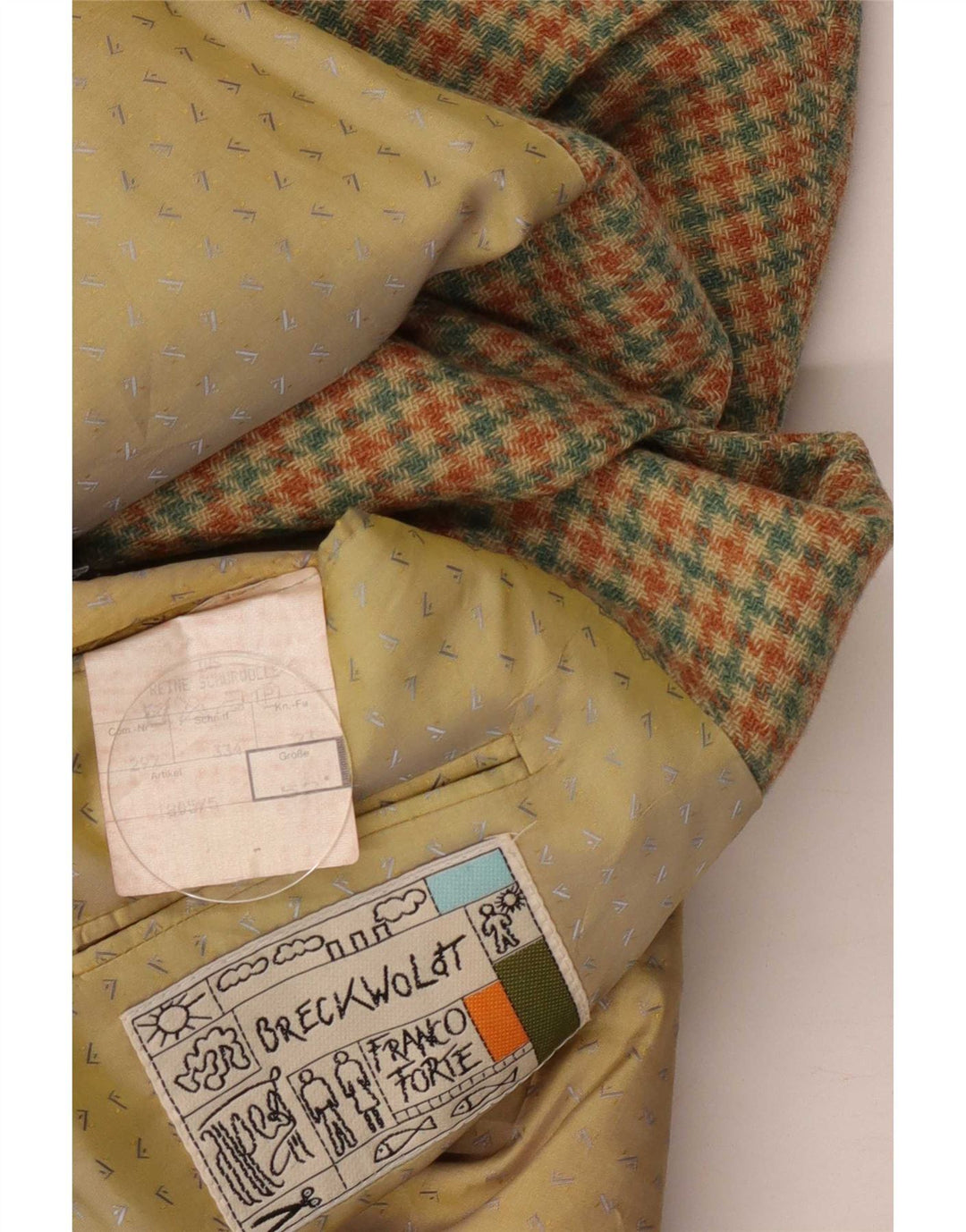 Vintage blazerjakke til mænd med 2 knapper IT 52 XL Grøn Houndstooth Uld