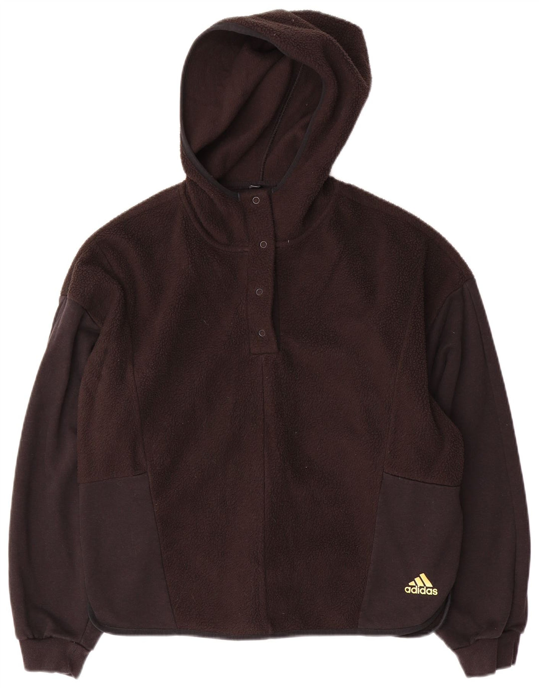ADIDAS oversized fleecetrøje med hætte til kvinder UK 8/10 Lille sort polyester