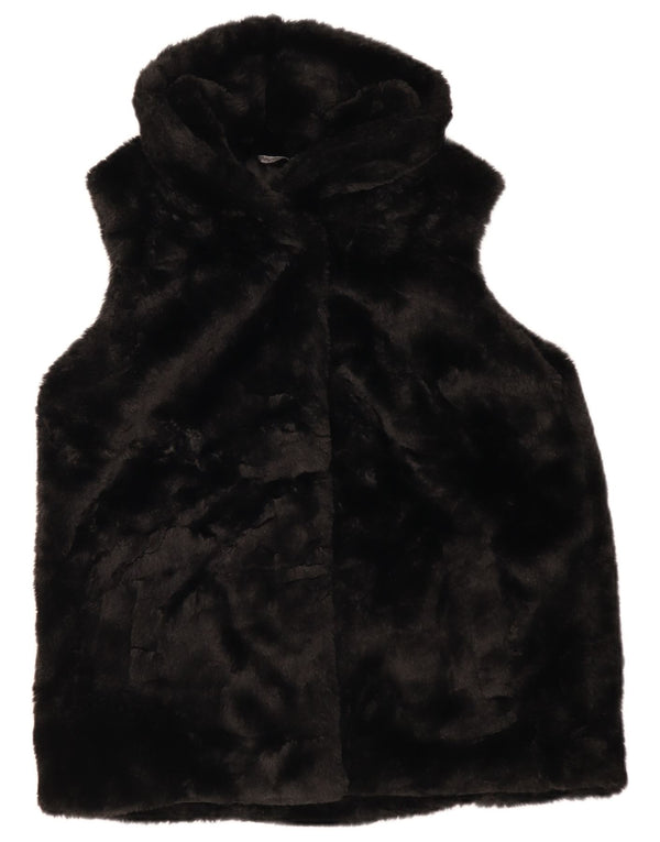 M&Co Womens Faux Fur Gilet UK 12 Medium Black Polyester