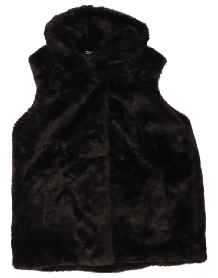 M&Co Womens Faux Fur Gilet UK 12 Medium Black Polyester