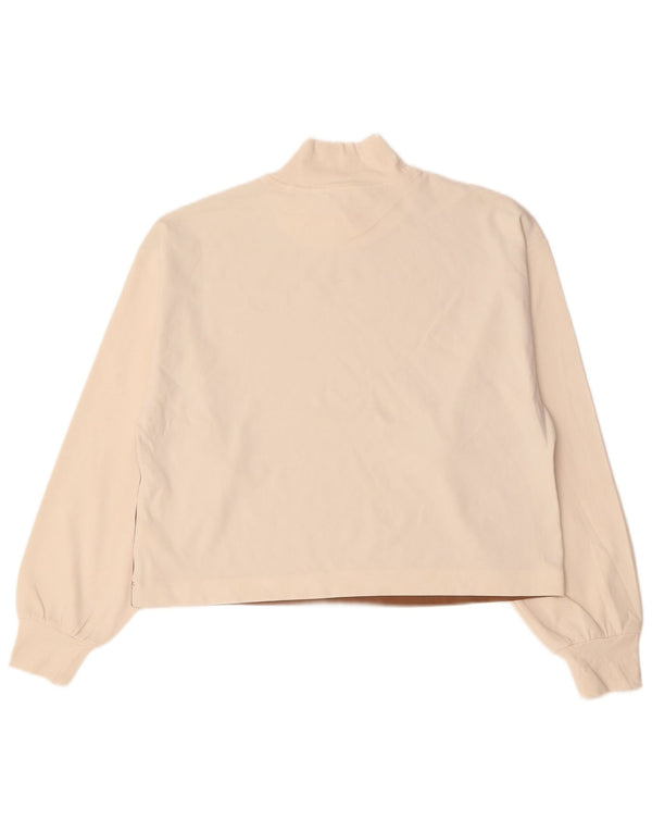 Athleta Womens Crop Top Langærmet UK 14 Medium Brun Colourblock Nylon