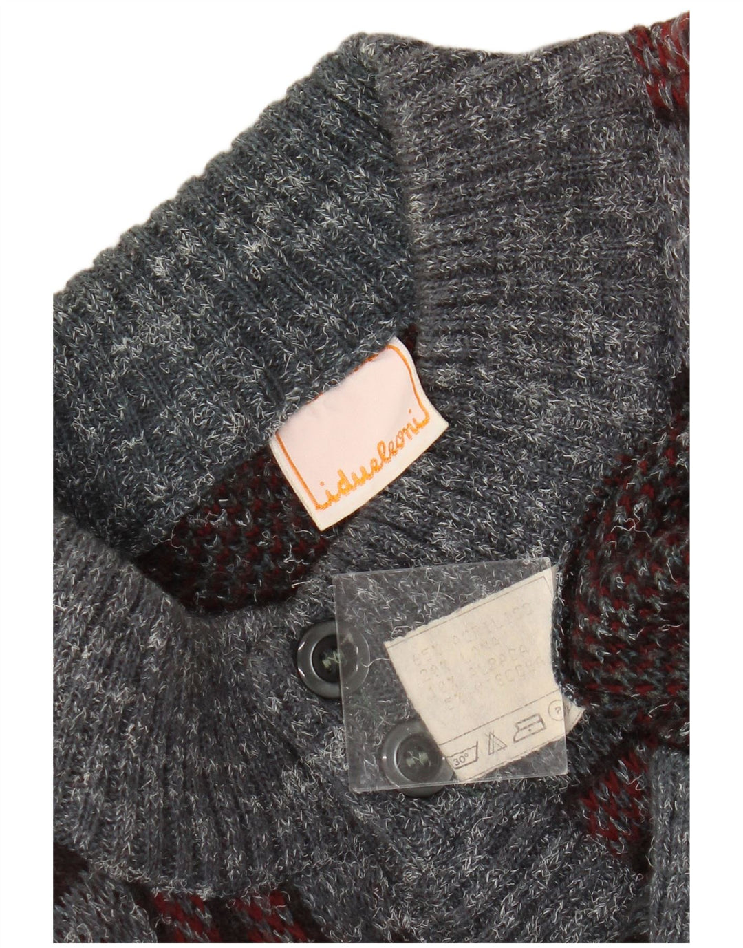 Vintage herre cardigan sweater mellemgrå plaid akryl