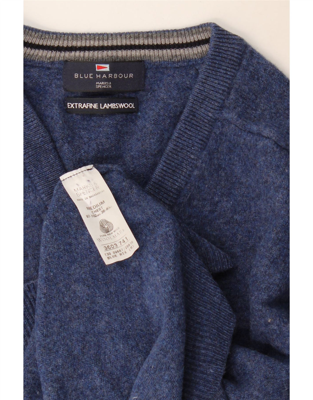 Marks & Spencer Dame V-hals sweater UK 14 Medium Navy Blue