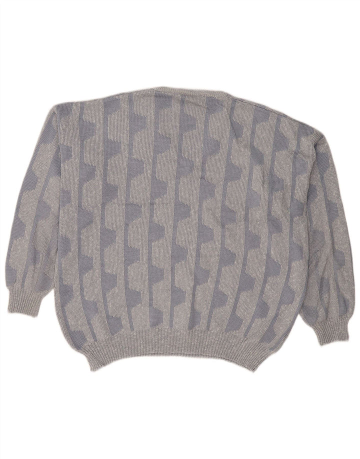 Farah Herre V-hals sweater UK 42 Stor blå geometrisk akryl