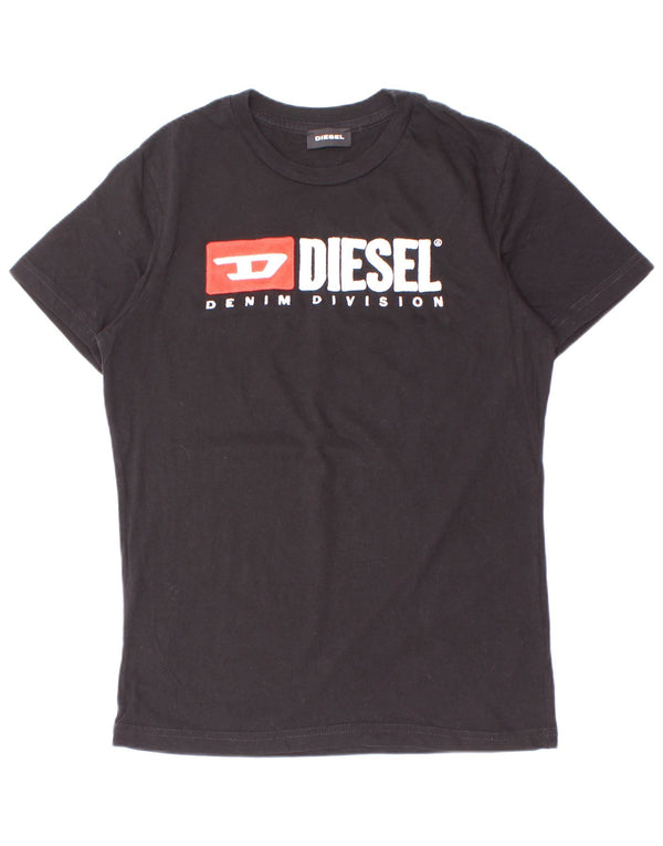Diesel drenge grafisk t-shirt top 9-10 år sort bomuld