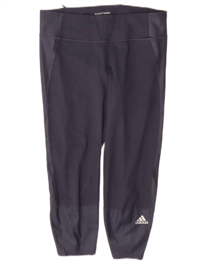 Adidas Dame Supernova Capri Leggings UK 8/10 Small Navy Blue Polyester