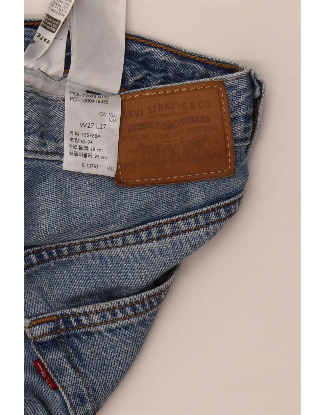 LEVI'S Dame Ribcage Straight Jeans W27 L27 Blå Bomuld
