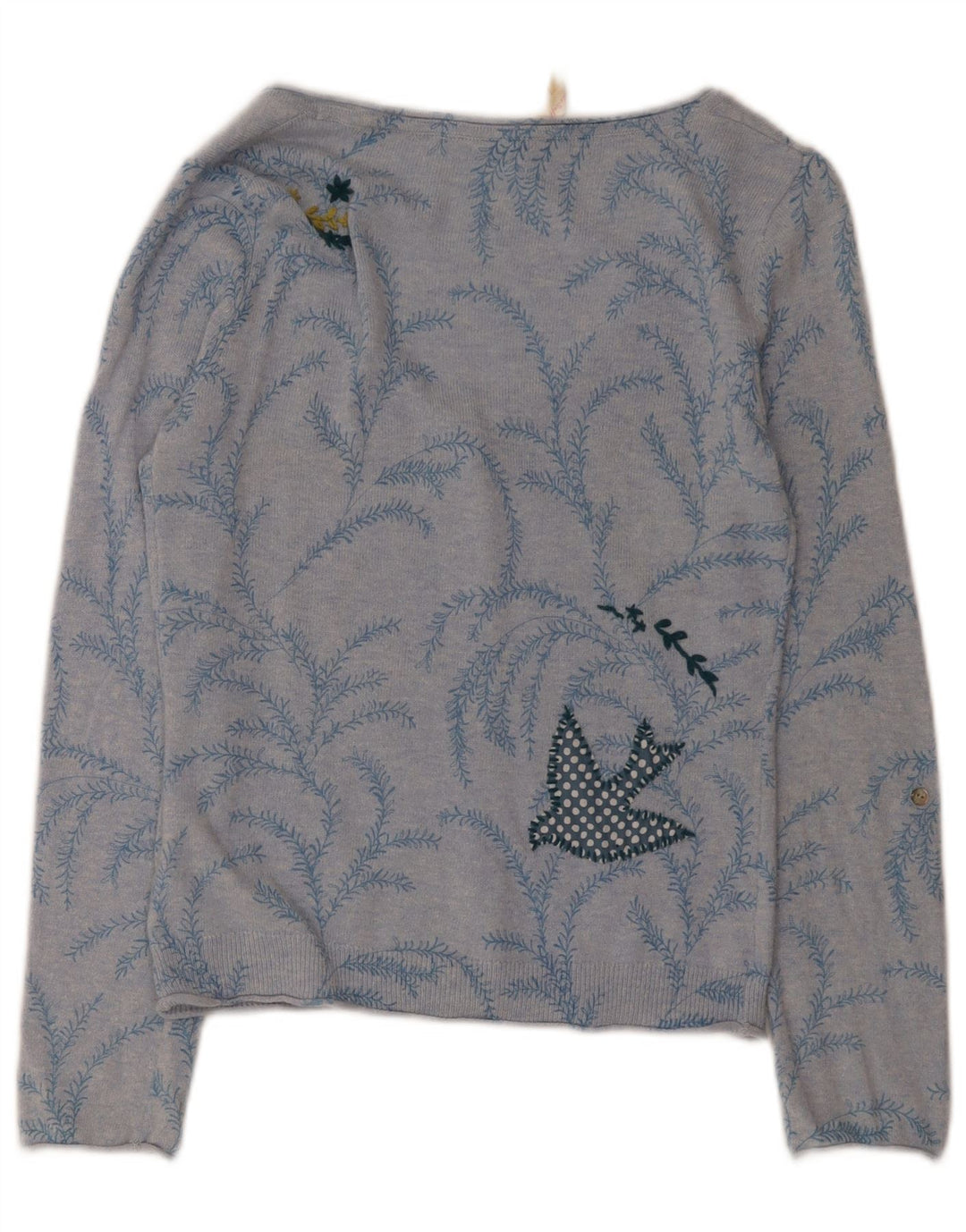 White Stuff Dame abstrakt mønster cardigan sweater UK 10 Small Blue