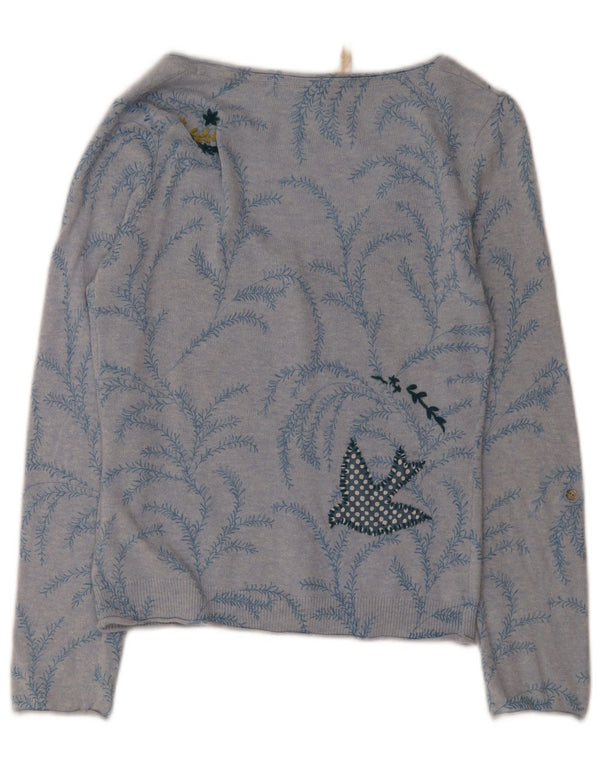White Stuff Dame abstrakt mønster cardigan sweater UK 10 Small Blue