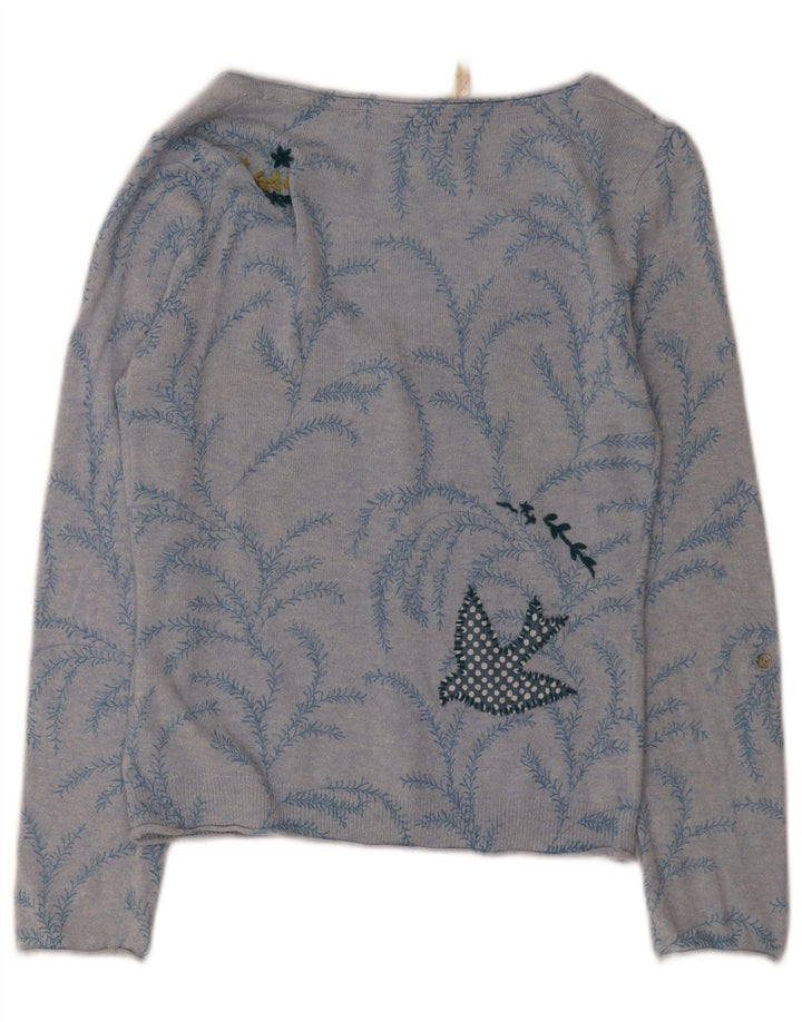 White Stuff Dame abstrakt mønster cardigan sweater UK 10 Small Blue