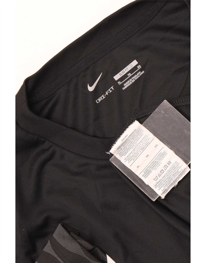 Nike Herre Dri Fit Slim Grafisk T-Shirt Top XL Sort Polyester