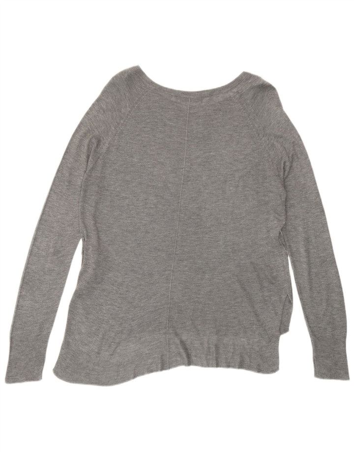 Zara Dame Boat Neck Jumper Sweater UK 14 Medium Grey Viscose