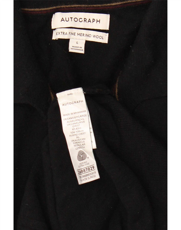 Marks & Spencer Herre Autograph Polo Neck Jumper Sweater Stor Sort