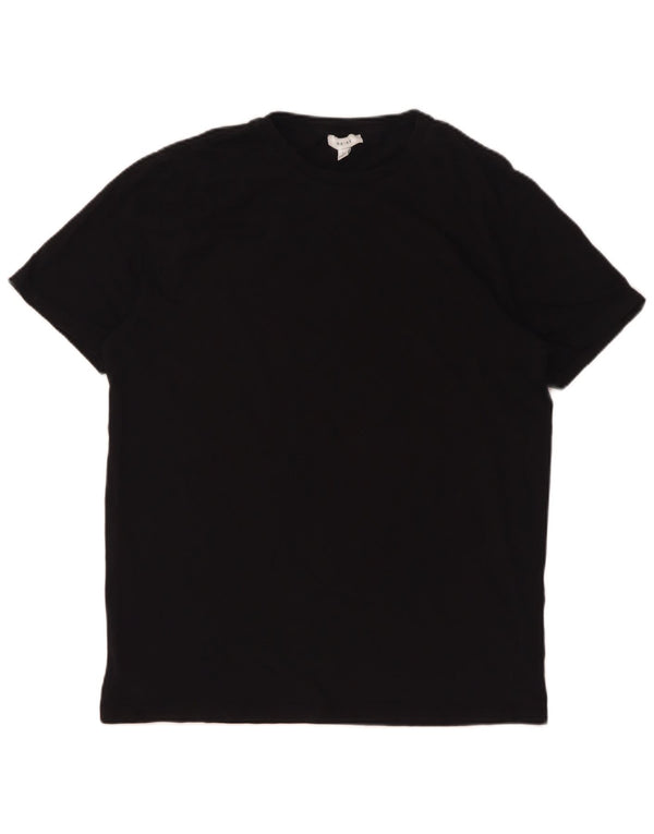 Reiss Mens T-Shirt Top Large Black Cotton
