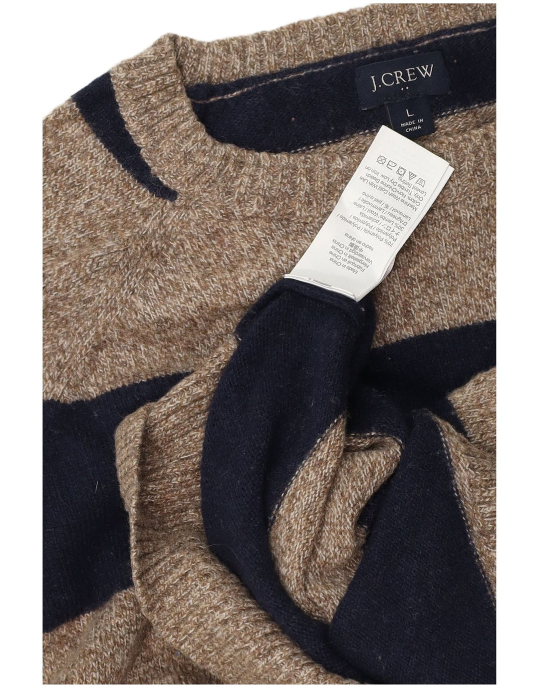 J. CREW Herre sweater med rund hals, stor marineblå stribet polyamid