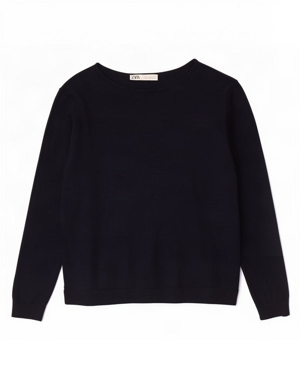 Zara Dame Boat Neck Jumper Sweater UK 10 Small Navy Blue