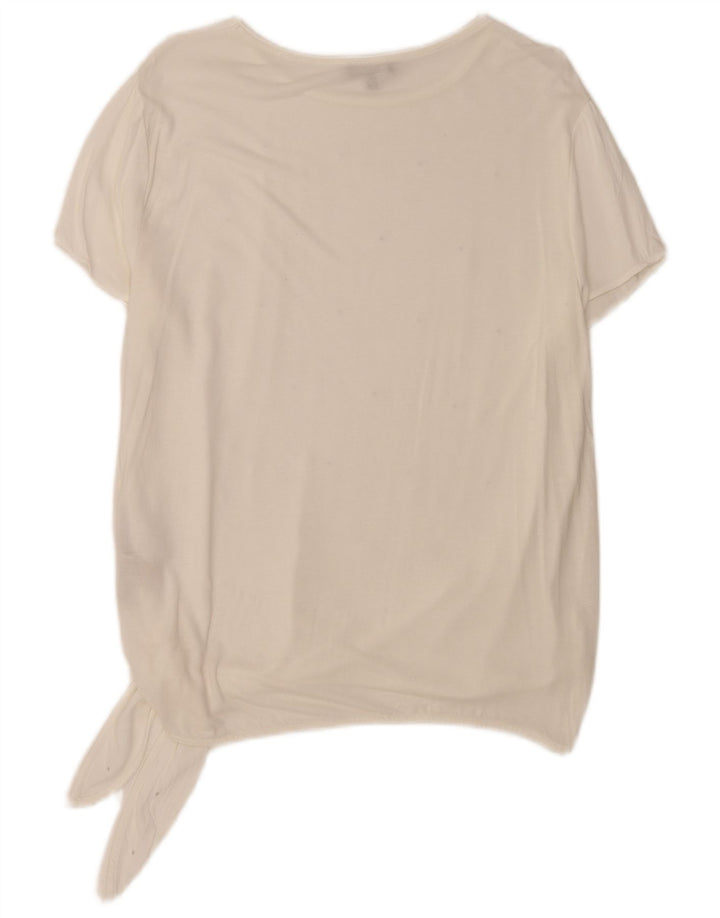 Massimo Dutti Dame Bluse Top UK 18 XL Hvid Viscose