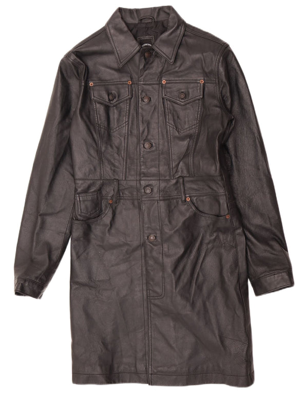 Phard Womens Læder Trench Coat UK 14 Large Black