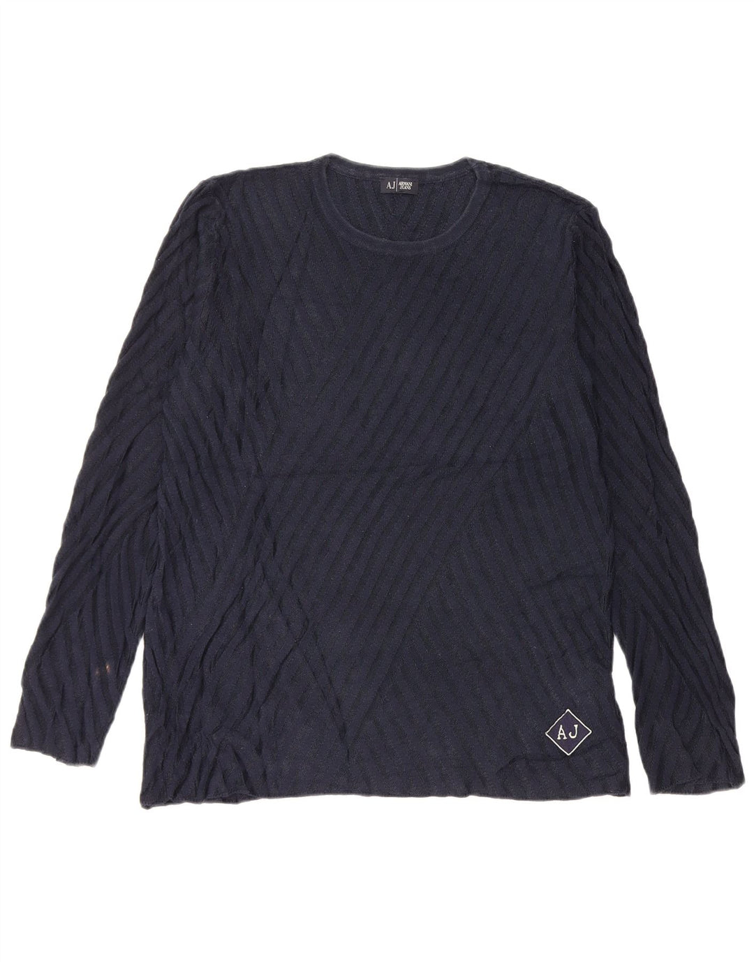 Armani Jeans Dame Top Langærmet UK 16 Large Navy Blue Viscose