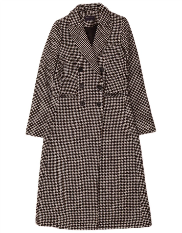 Marks & Spencer Double Breasted frakke til kvinder UK 8 Small Black Houndstooth