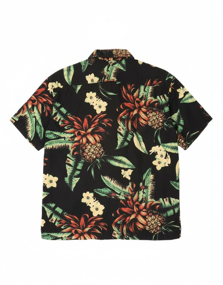 SUPERDRY Mens Short Sleeve Shirt Small Black Floral Modal