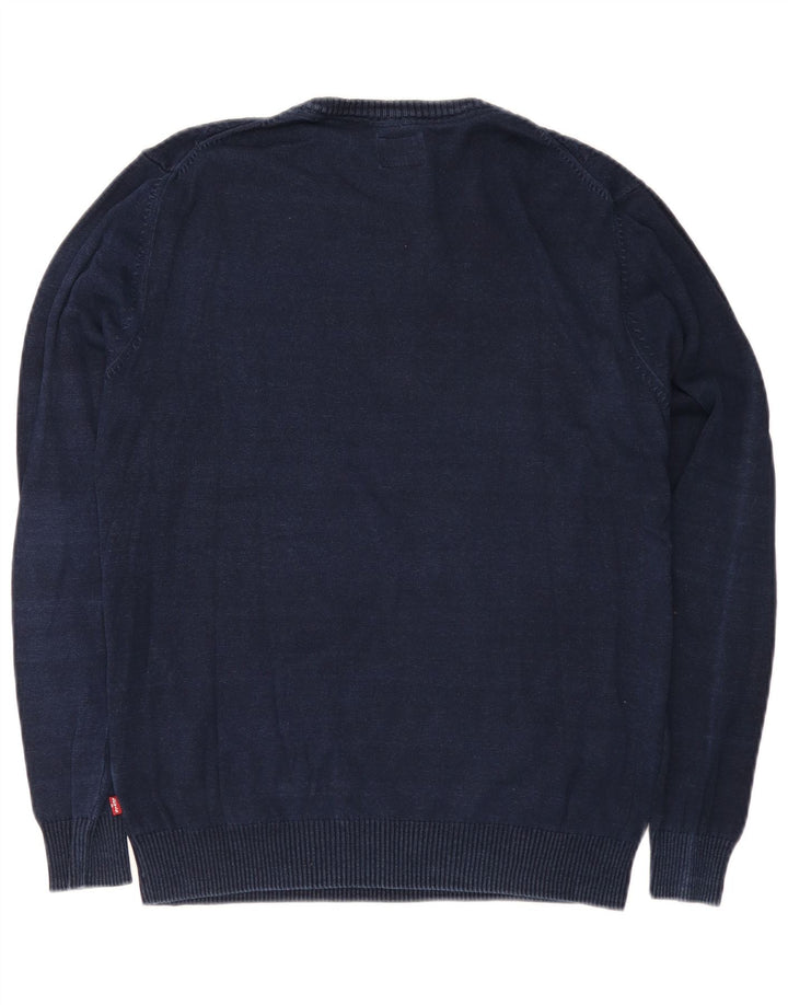 Levi's Herre sweater med rund hals, medium marineblå bomuld