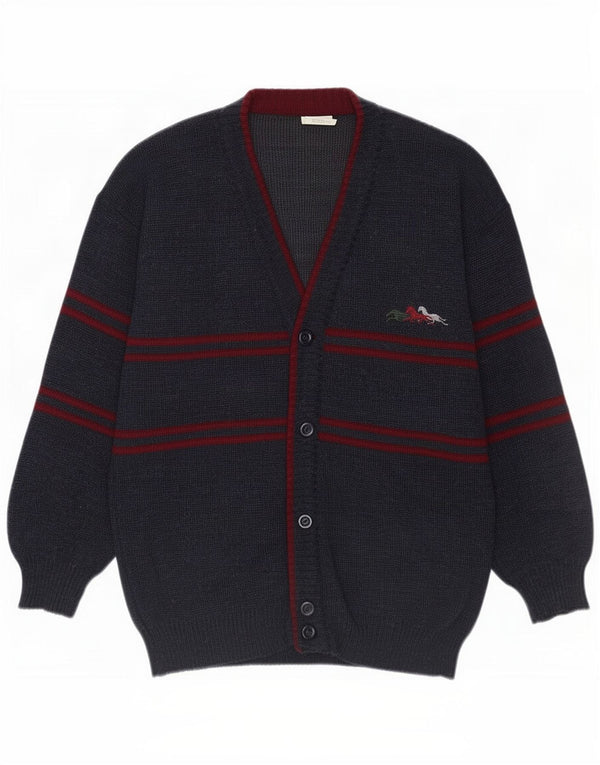 Vintage herre cardigan sweater IT 48/50 Mellem marineblå stribet akryl