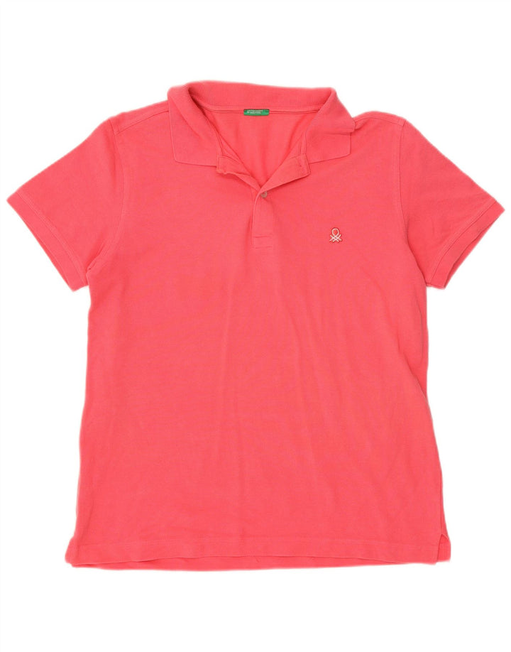 BENETTON Mens Polo Shirt Medium Pink