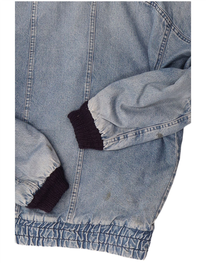 POP 84 Herre Vintage Loose Fit Denim Sherpa-jakke UK 38 Medium Blue Bomuld