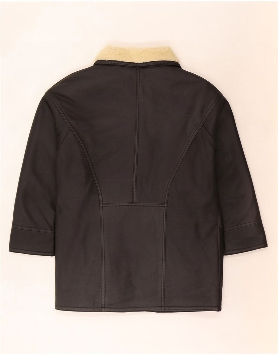 Vintage Dame Oversized Shearling Coat UK 16 Large Black