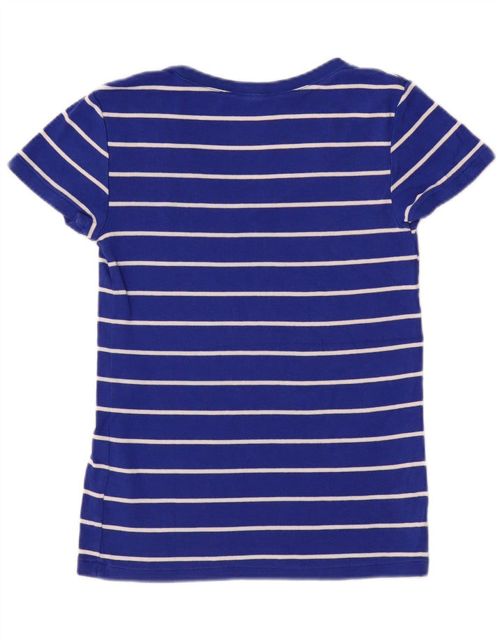 Ralph Lauren Dame T-Shirt Top UK 12 Mellem blå stribet bomuld