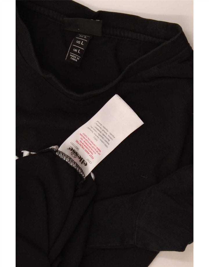 Ellesse Herre Slim Fit T-Shirt Top Stor Sort Bomuld