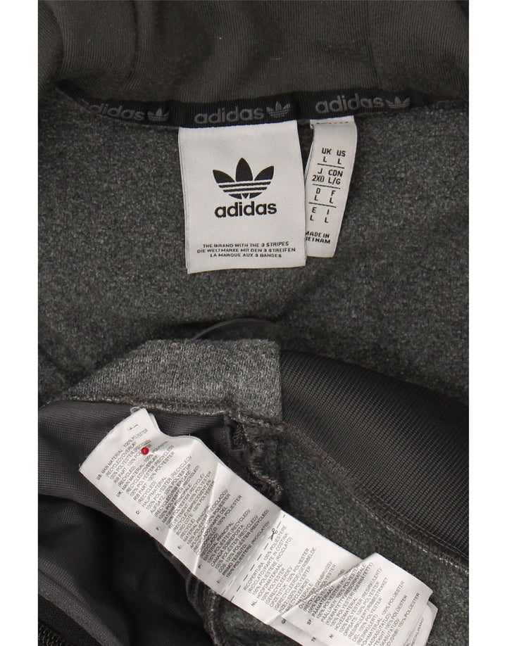 ADIDAS Mens Graphic Zip Hoodie Sweater Large Grey Colourblock Polyester Vintage Adidas and Second-Hand Adidas from Messina Hembry 