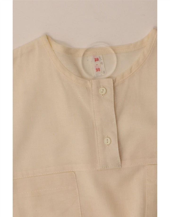 VINTAGE Womens Blouse Top EU 38 Medium Off White Cotton