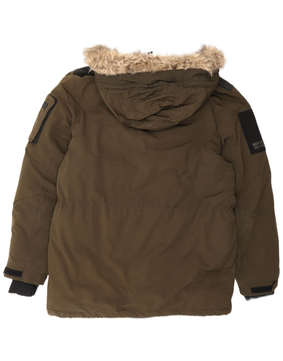 Smog Herre Hooded Parka Jacket UK 42 XL Khaki Polyester