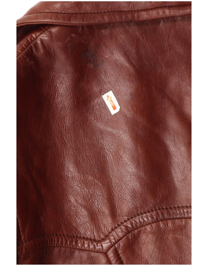 VINTAGE Læderfrakke til kvinder IT 52 2XL Brunt Læder