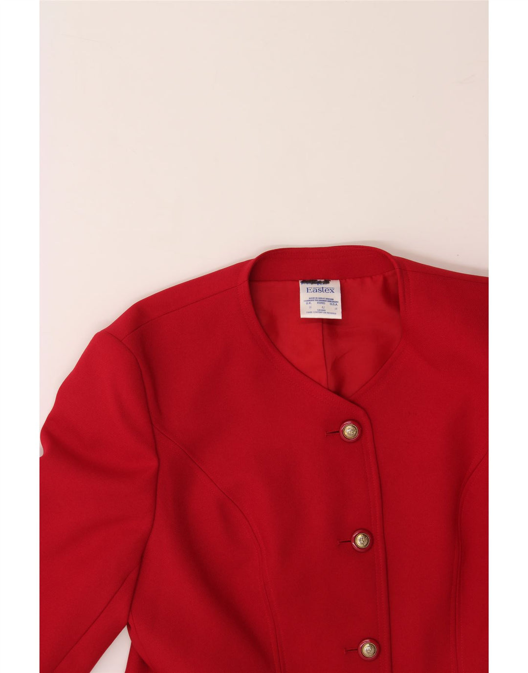 EASTEX Womens 3/4 Sleeve 4 Button Blazer Jacket UK 16 Large Red Polyester Vintage Eastex and Second-Hand Eastex from Messina Hembry 