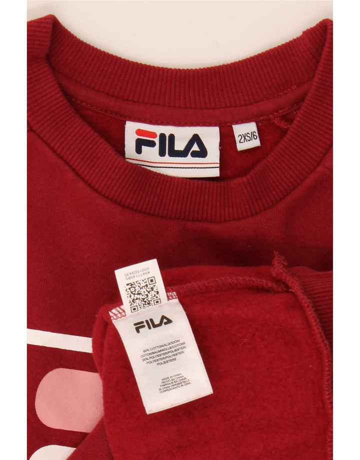 Fila Womens Grafisk Oversized Sweatshirt Jumper UK 2 2XS Rød Colourblock
