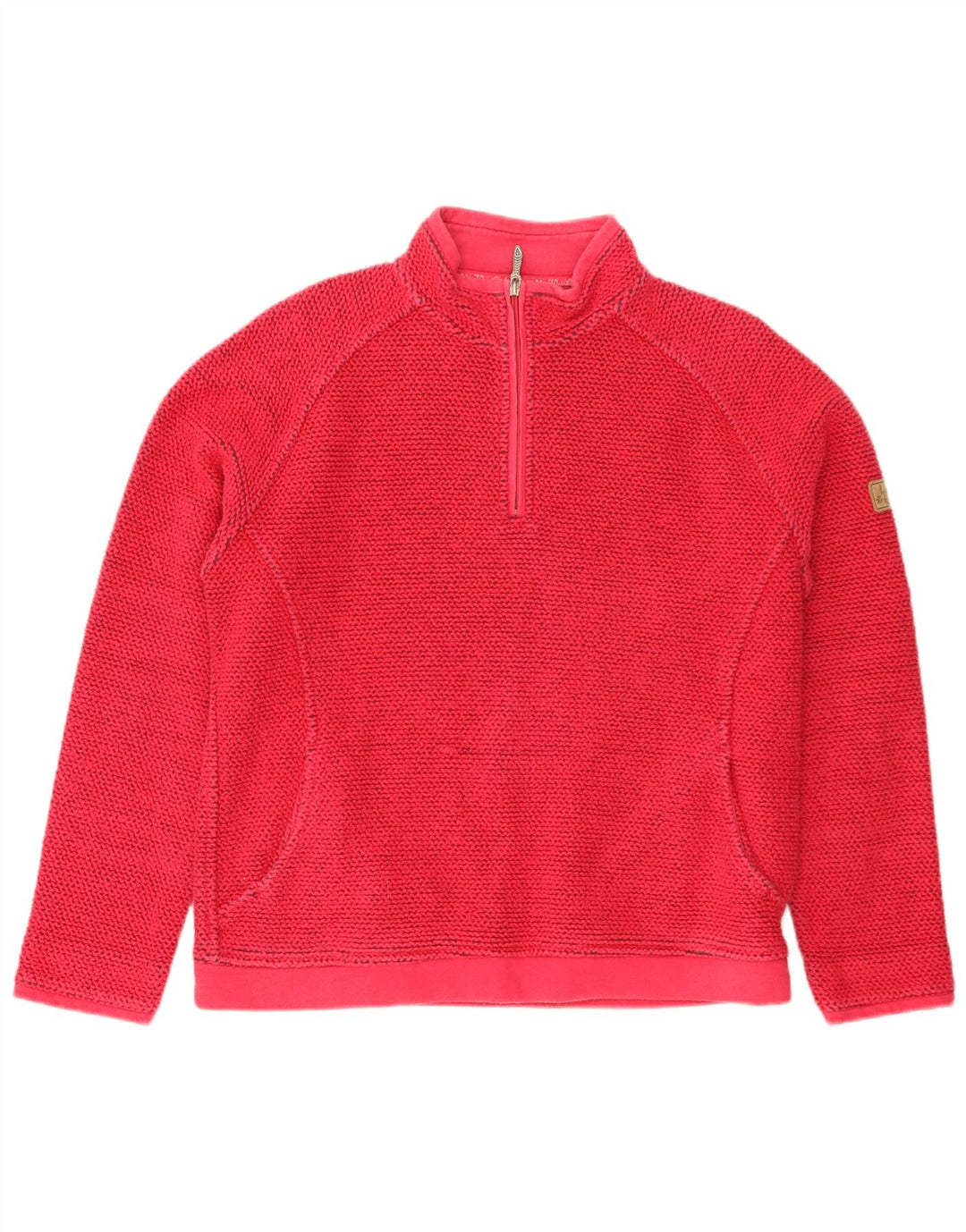 Weird Fish Dame Grafisk Zip Neck Sweatshirt Jumper UK 16 Large Pink