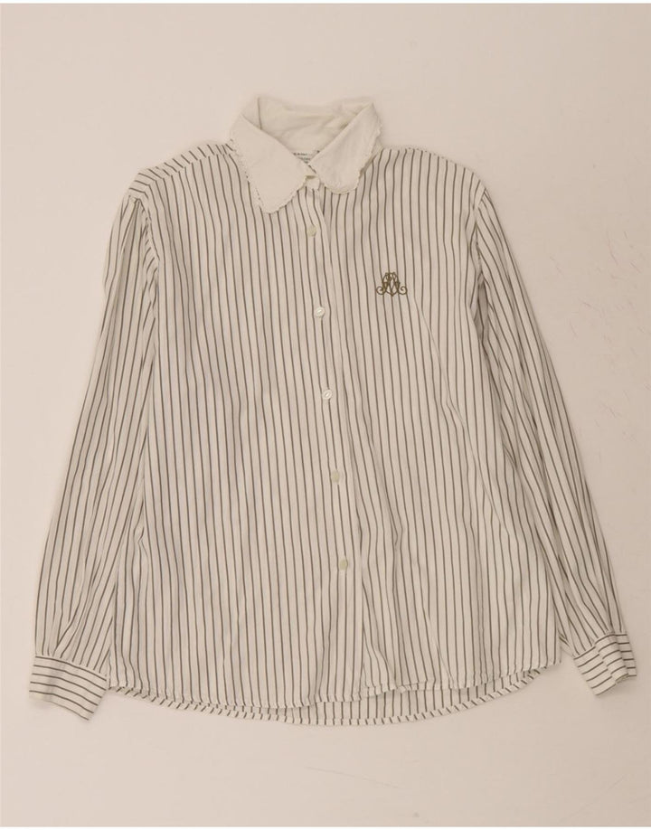 BENETTON Womens Shirt UK 18 XL White Striped Vintage Benetton and Second-Hand Benetton from Messina Hembry 
