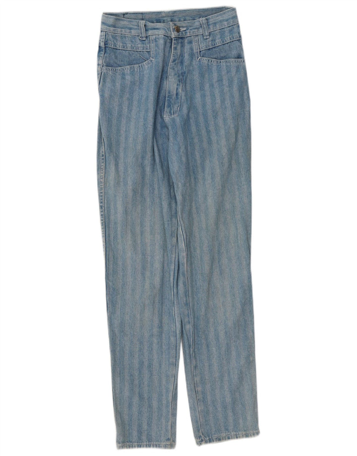 Vintage koniske jeans til kvinder W26 L29 blå stribet bomuld