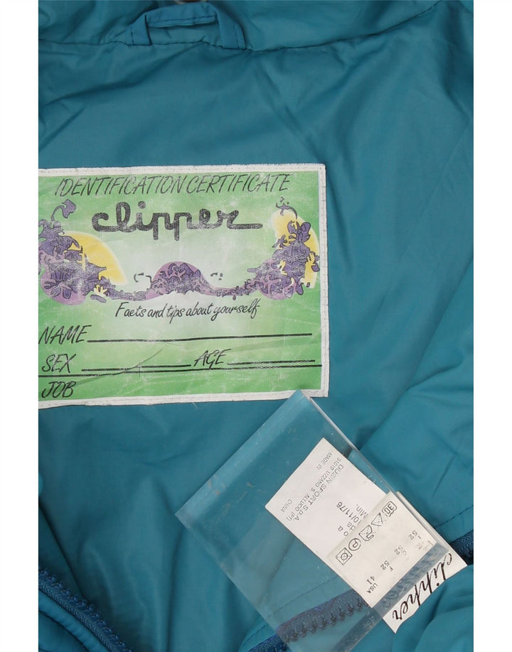 CLIPPER Mens Hooded Padded Jacket IT 52 XL Blue Polyester Vintage Clipper and Second-Hand Clipper from Messina Hembry 