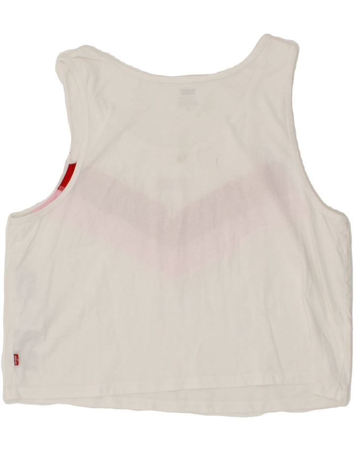LEVI'S Womens Vest Top UK 14 Large White Striped Cotton Vintage Levi's and Second-Hand Levi's from Messina Hembry 