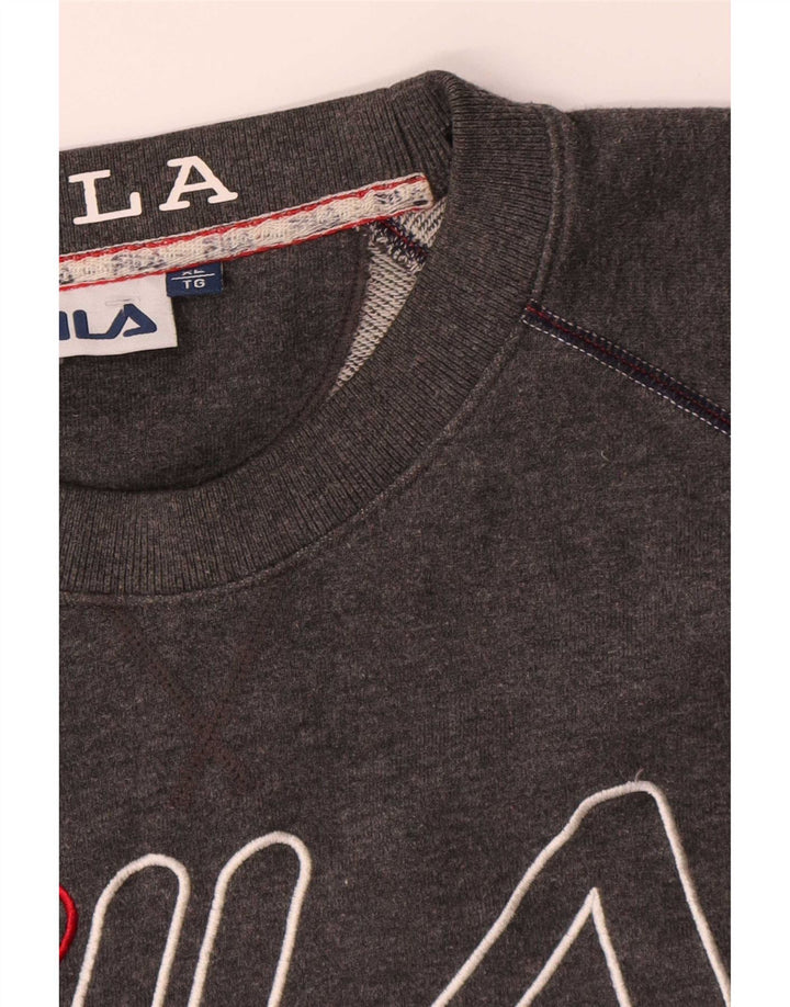 Fila Herre grafisk sweatshirt XL Grå Flecked Bomuld
