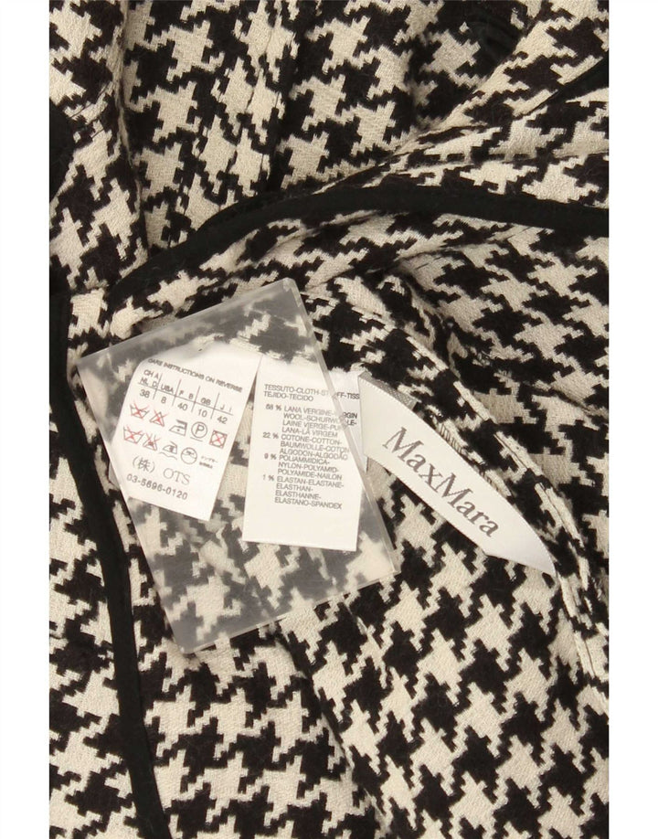 Max Mara Dame Blazer Jacket UK 10 Small Black Houndstooth Uld